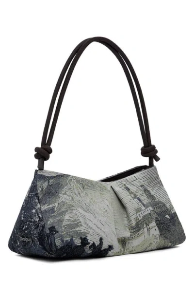 Desigual Jacquard Shoulder Bag In Gray