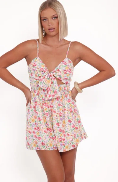 Petal And Pup Petal & Pup Jessie Floral Print Tie Front Romper In Multi