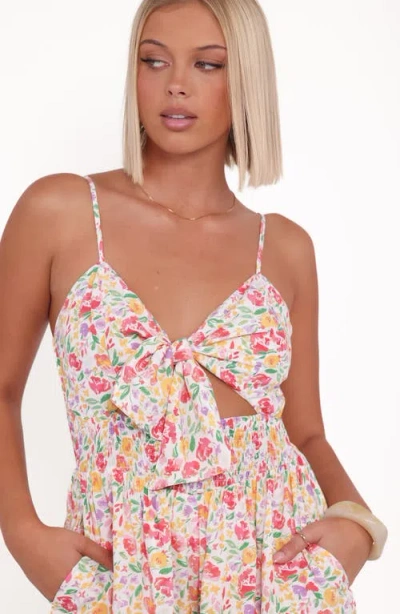 Petal And Pup Petal & Pup Jessie Floral Print Tie Front Romper In Multi