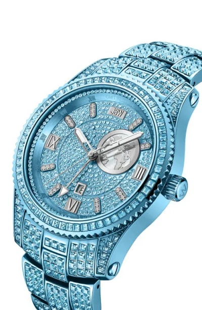 Jbw Reserve Jet Setter Gmt Diamond & Crystal Bracelet Watch, 46mm In Gold