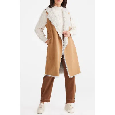 Talisman The Label Wanderer Faux Suede Vest With Faux Fur Lining In Multi