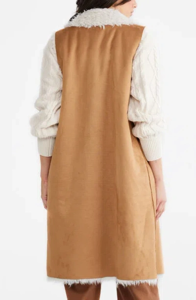 Talisman The Label Wanderer Faux Suede Vest With Faux Fur Lining In Multi