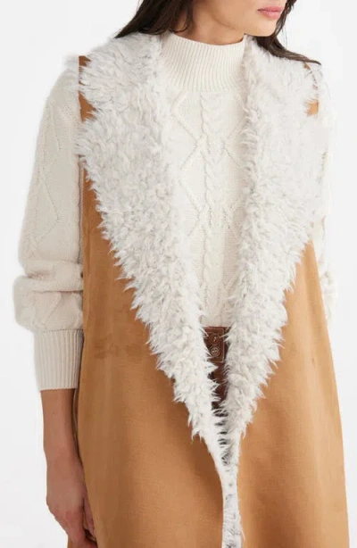 Talisman The Label Wanderer Faux Suede Vest With Faux Fur Lining In Multi