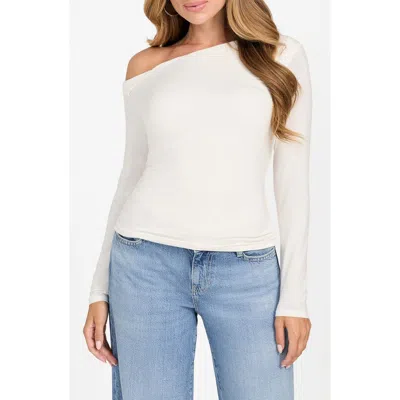 Guess Julianna One-shoulder Jersey Top In White