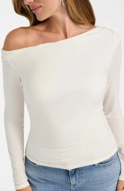 Guess Julianna One-shoulder Jersey Top In White