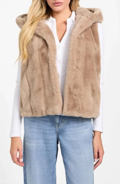 Guess Women's Sophy Faux-fur Hooded Vest In Neutral