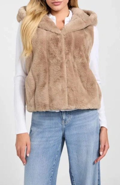 Guess Women's Sophy Faux-fur Hooded Vest In Neutral