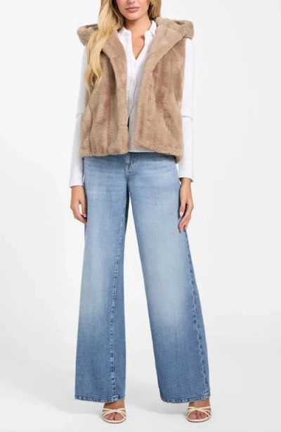 Guess Women's Sophy Faux-fur Hooded Vest In Neutral