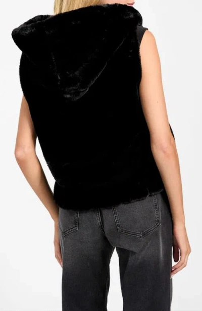 Guess Women's Sophy Faux-fur Hooded Vest In Black
