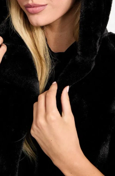 Guess Women's Sophy Faux-fur Hooded Vest In Black