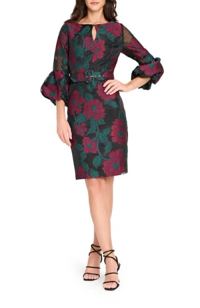 Tahari Asl Floral Jacquard Sheath Dress In Multi