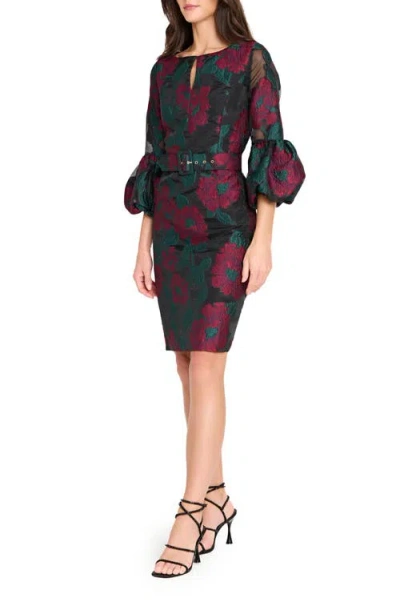Tahari Asl Floral Jacquard Sheath Dress In Multi