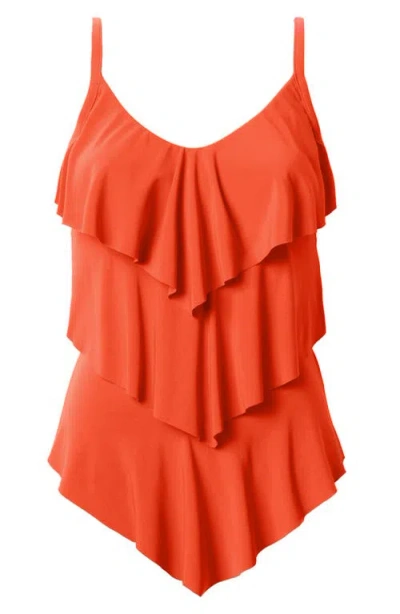 Magicsuit Rita Tiered Slimming Tankini Top In Orange