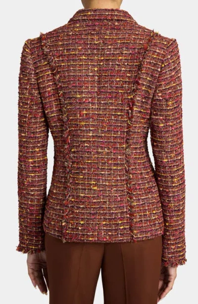 Santorelli Trish Jacket With Fringe Detail In Luxury Tweed In Red