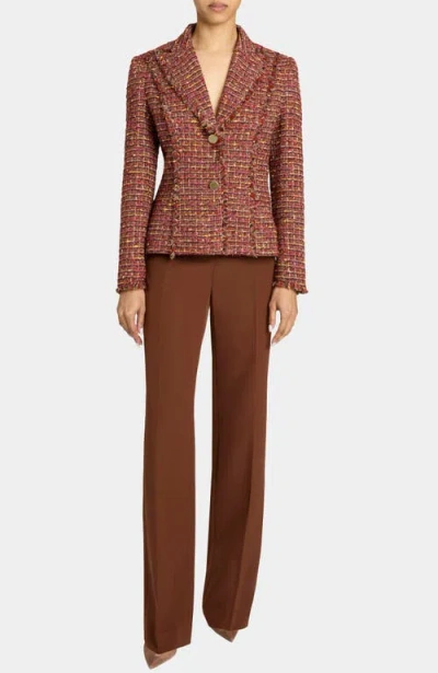 Santorelli Trish Jacket With Fringe Detail In Luxury Tweed In Red