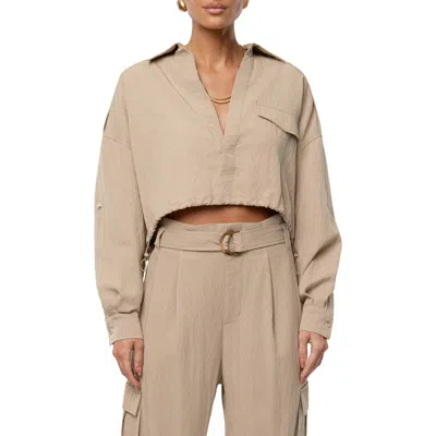 Jluxlabel Oasis Long Sleeve Crop Top In Animal Print