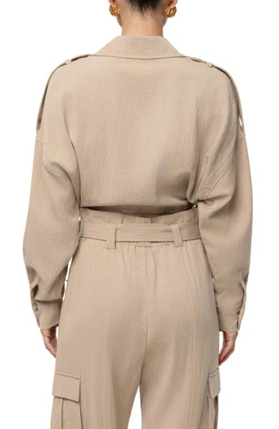 Jluxlabel Oasis Long Sleeve Crop Top In Animal Print