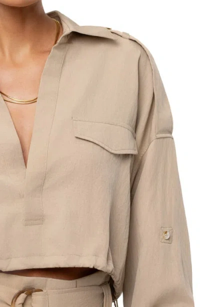 Jluxlabel Oasis Long Sleeve Crop Top In Animal Print