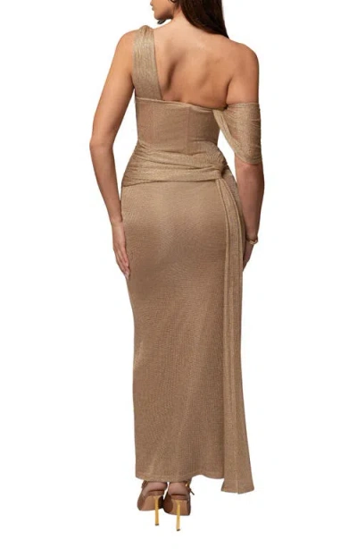 Jluxlabel Drape Metallic One-shoulder Gown In Multi