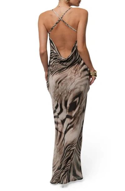 Jluxlabel Zebra Print Infinite Journey Maxi Dress In Brown