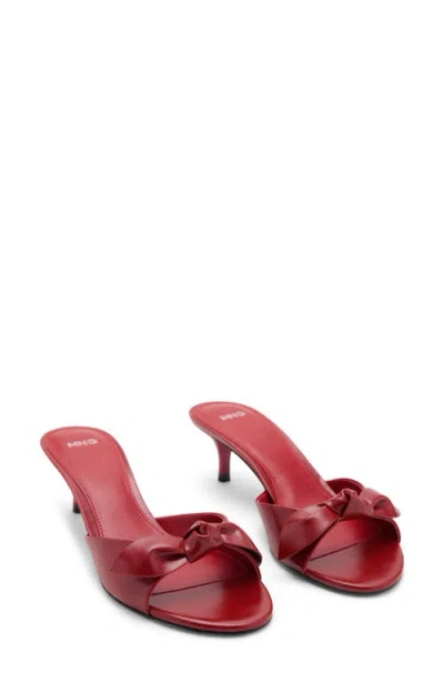 Mango Bow Heel Sandals Red In Red