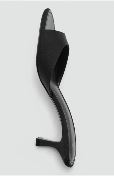 Mango Kitten-heel Sandals With Strap Black In Black