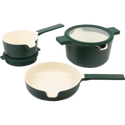 Alva Neat 5-piece Nesting Ceramic Cookware Set In Green