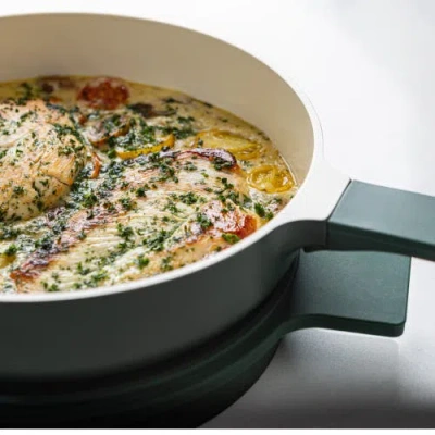 Alva Neat 5-piece Nesting Ceramic Cookware Set In Green