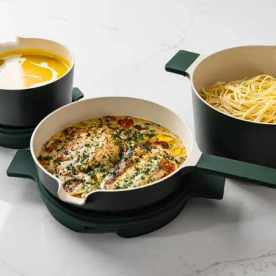 Alva Neat 5-piece Nesting Ceramic Cookware Set In Green