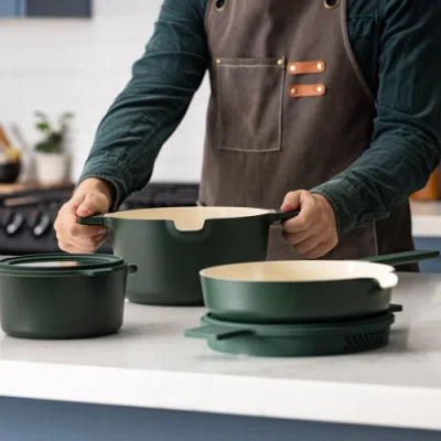 Alva Neat 5-piece Nesting Ceramic Cookware Set In Green