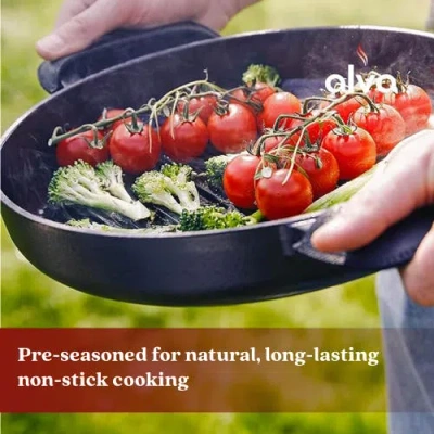 Alva Nori 11in Pre-seasoned Cast Iron Grill Pan In Black
