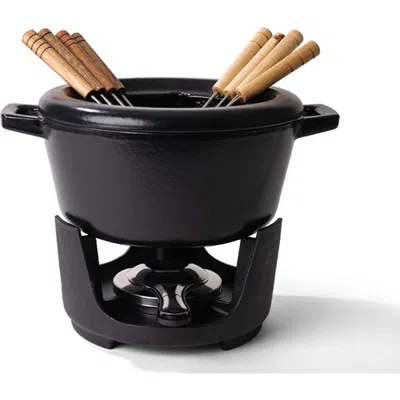 Alva Nori 2 Qt Enameled Cast Iron Fondue Set In Black