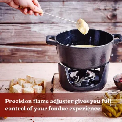 Alva Nori 2 Qt Enameled Cast Iron Fondue Set In Black