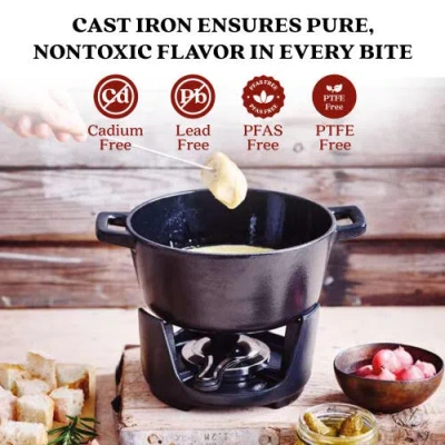 Alva Nori 2 Qt Enameled Cast Iron Fondue Set In Black