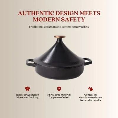 Alva Nori 3qt Enameled Cast Iron Tagine Pot In Black