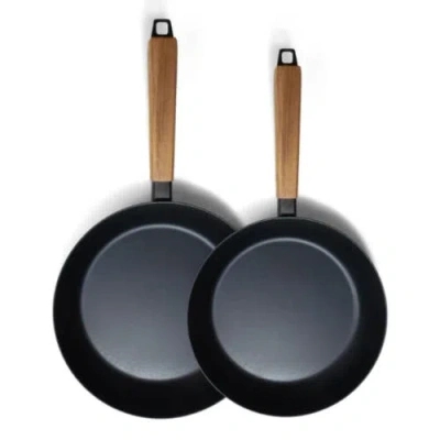 Alva Forest Carbon Steel Frying Pan Set In Black
