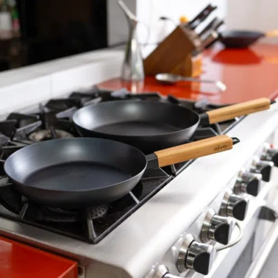 Alva Forest Carbon Steel Frying Pan Set In Black