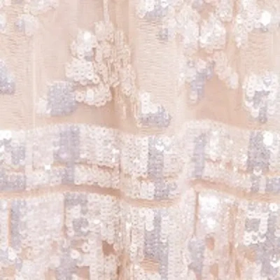 Needle & Thread Aurora Long Sleeve Round Neck Gown In White