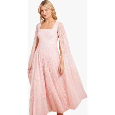 Needle & Thread Scatter Dot Cape Sleeve Ankle Gown In Pink