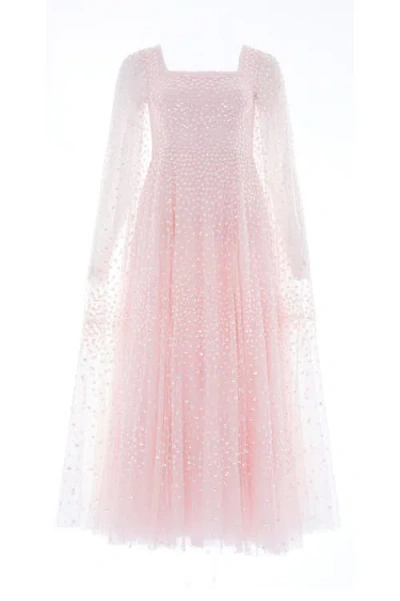 Needle & Thread Scatter Dot Cape Sleeve Ankle Gown In Pink
