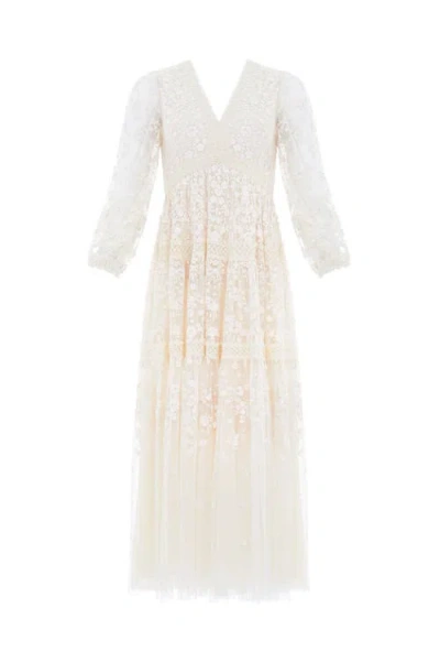 Needle & Thread Celestia Ribbon Long Sleeve V-neck Gown In Multi