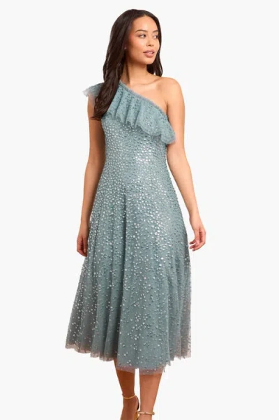 Needle & Thread Dappled Sequin One-shoulder Ballerina Dress In Blue
