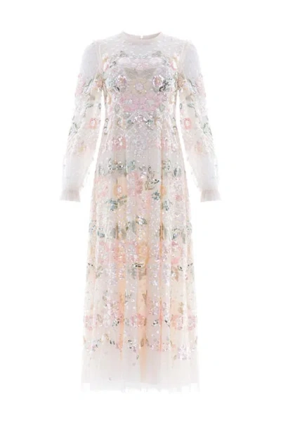 Needle & Thread Rosalie Long Sleeve Ankle Gown In Pink