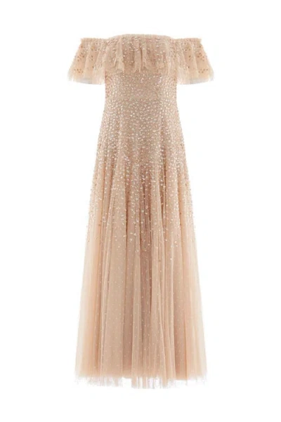 Needle & Thread Dappled Sequin Off-shoulder Ankle Gown In Pink