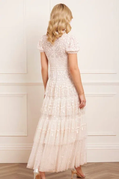 Needle & Thread Layered Lace Ankle Gown In White