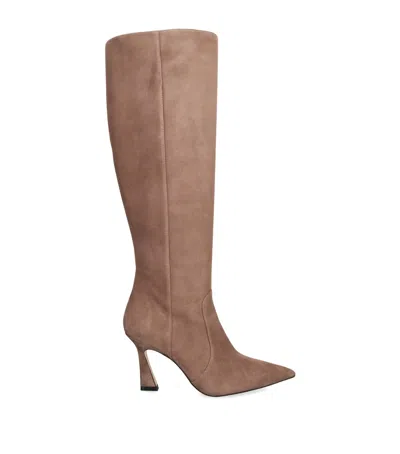 Stuart Weitzman Suede Vinnie Boots 85 In Brown