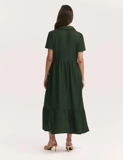 Finery London Orion Zip Front Midi Shirt Dress In Brown