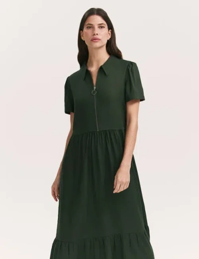 Finery London Orion Zip Front Midi Shirt Dress In Brown