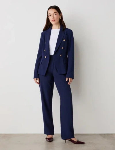 Finery London Lydia Long Sleeve Button Detail Blazer In Blue
