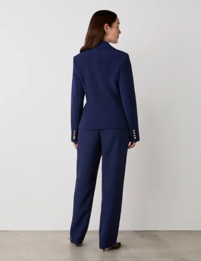 Finery London Lydia Long Sleeve Button Detail Blazer In Blue